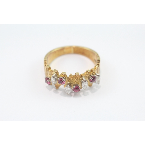20 - 18ct gold marquise cut ruby diamond ring (6.2g) Size P