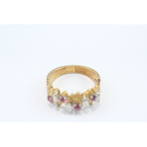20 - 18ct gold marquise cut ruby diamond ring (6.2g) Size P