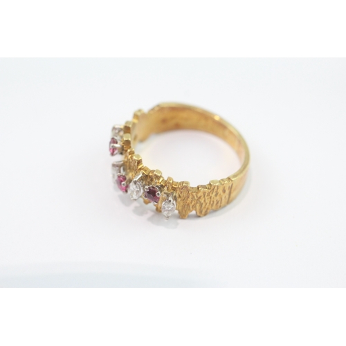 20 - 18ct gold marquise cut ruby diamond ring (6.2g) Size P