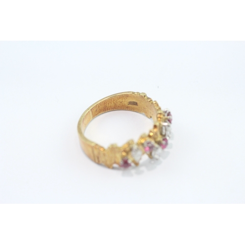 20 - 18ct gold marquise cut ruby diamond ring (6.2g) Size P