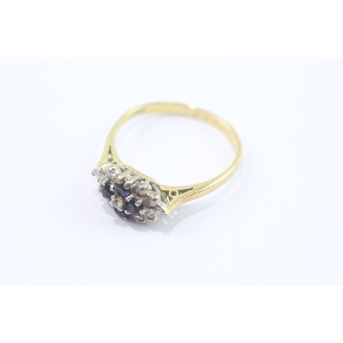 27 - 18ct gold sapphire diamond cluster ring (3g) Size P