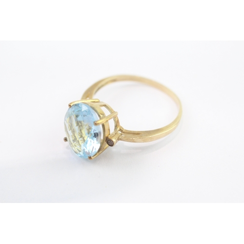 28 - 9ct gold blue topaz diamond dress ring (2.9g) Size Q