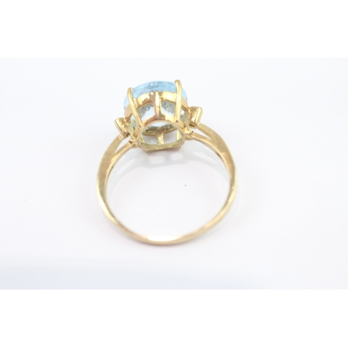 28 - 9ct gold blue topaz diamond dress ring (2.9g) Size Q