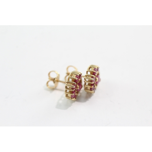 29 - 9ct gold ruby diamond earrings (3.2g)