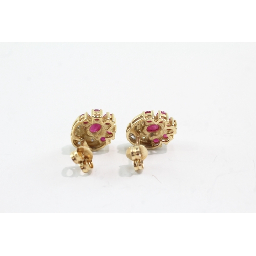 29 - 9ct gold ruby diamond earrings (3.2g)