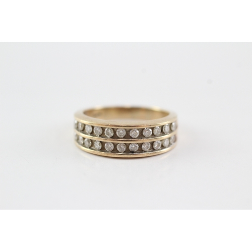 3 - 9ct gold diamond double-row half eternity ring (4.6g) Size P