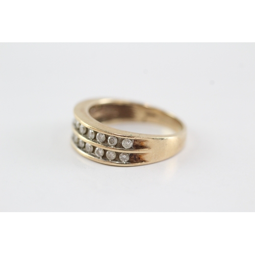 3 - 9ct gold diamond double-row half eternity ring (4.6g) Size P