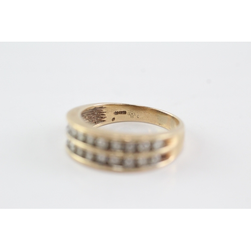 3 - 9ct gold diamond double-row half eternity ring (4.6g) Size P