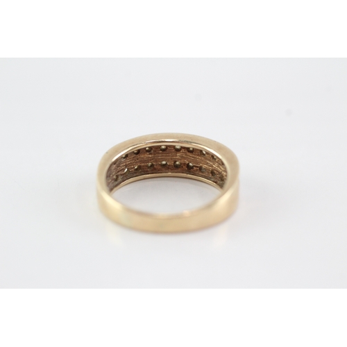 3 - 9ct gold diamond double-row half eternity ring (4.6g) Size P