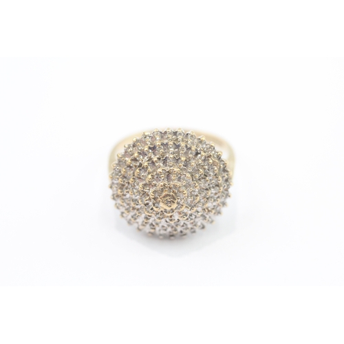 33 - 9ct gold diamond cluster cocktail ring (4.9g) Size R