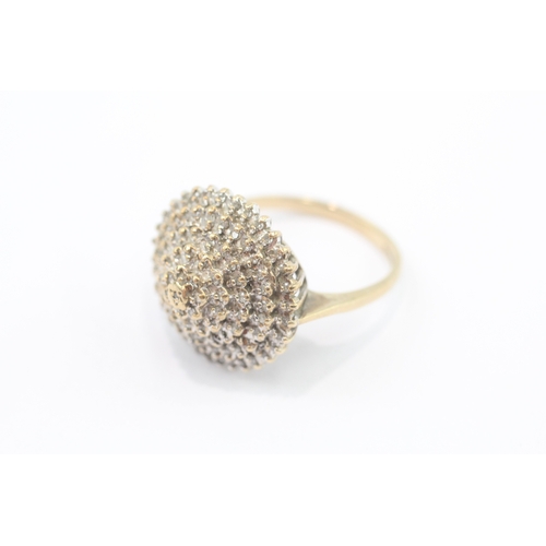 33 - 9ct gold diamond cluster cocktail ring (4.9g) Size R