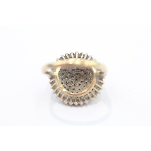 33 - 9ct gold diamond cluster cocktail ring (4.9g) Size R