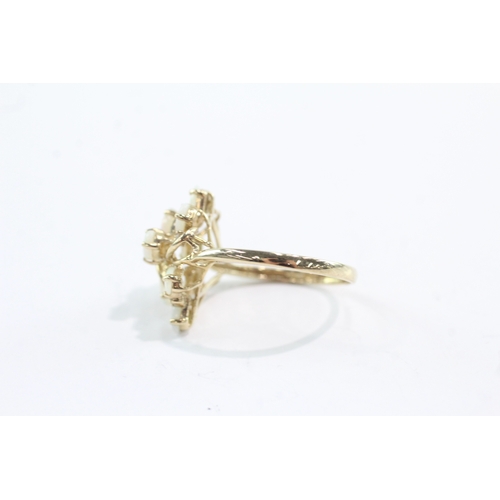 40 - 9ct gold opal diamond cluster dress ring (2.8g) Size S