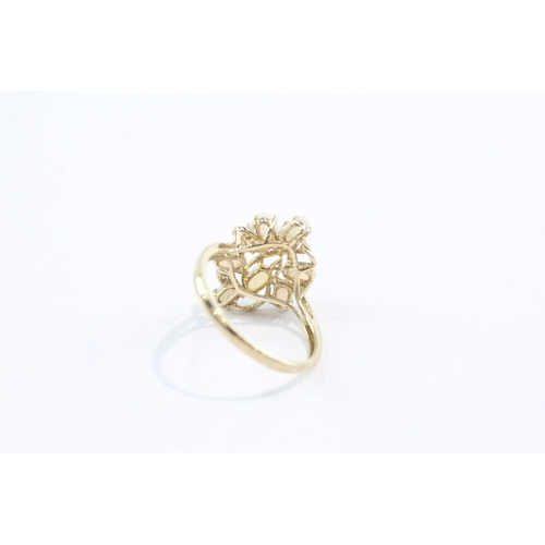40 - 9ct gold opal diamond cluster dress ring (2.8g) Size S
