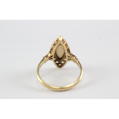 43 - 18ct gold opal diamond marquise shape ring one stone replaced need secure, opal chipped (4.1g) Size ... 