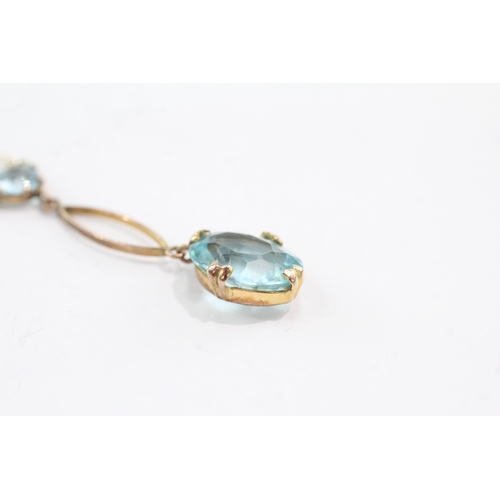 44 - 9ct gold art nouveau style blue paste drop necklace (2.2g)