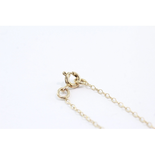 44 - 9ct gold art nouveau style blue paste drop necklace (2.2g)