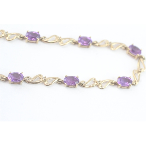 48 - 9ct gold amethyst bracelet (5.1g)