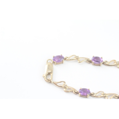 48 - 9ct gold amethyst bracelet (5.1g)