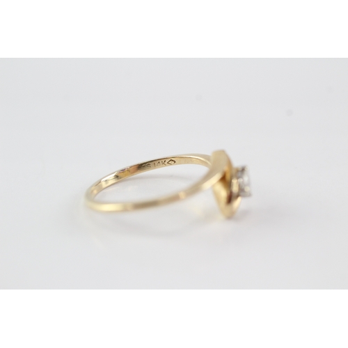 57 - 14ct gold diamond solitaire dress ring (2g) Size K 1/2
