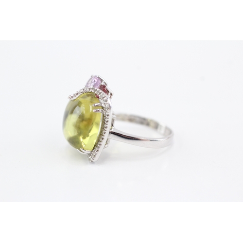 7 - 9ct white gold citrine smoky quartz amethyst blue topaz cocktail ring (6.9g) Size P