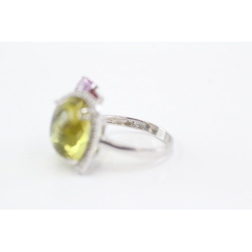 7 - 9ct white gold citrine smoky quartz amethyst blue topaz cocktail ring (6.9g) Size P