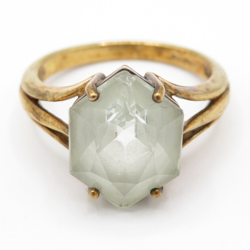 14 - 9ct Gold Aquamarine Dress Ring (4.5g) Size N 1/2