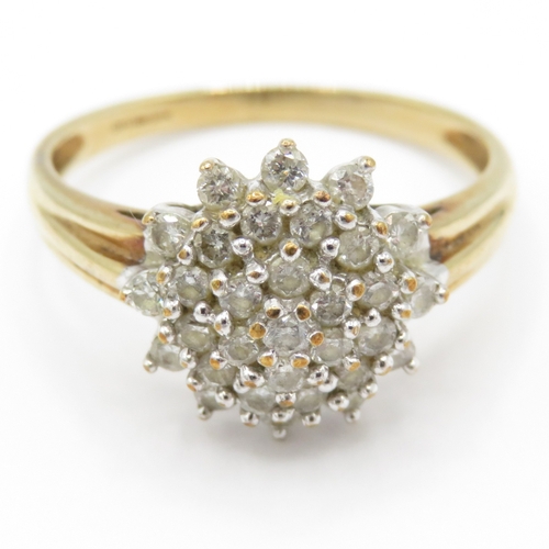 2 - 9ct Gold Diamond Cluster Ring (2.8g) Size R