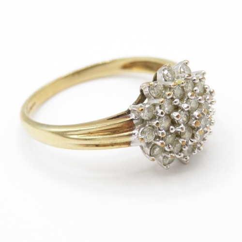 2 - 9ct Gold Diamond Cluster Ring (2.8g) Size R