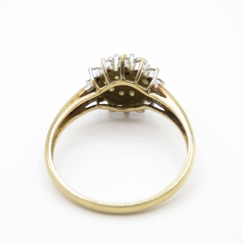 2 - 9ct Gold Diamond Cluster Ring (2.8g) Size R