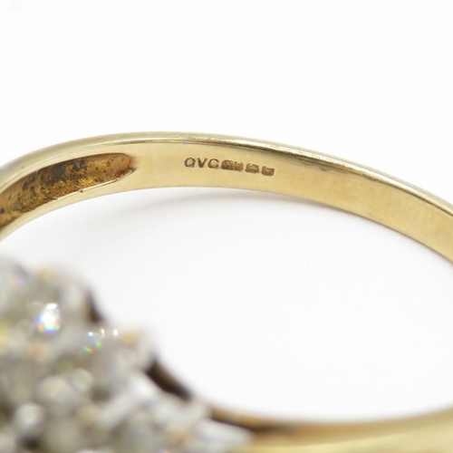 2 - 9ct Gold Diamond Cluster Ring (2.8g) Size R