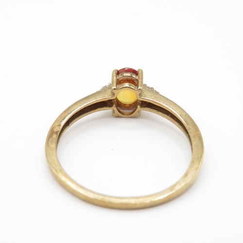 23 - 9ct Gold Orange Sapphire and Diamond Dress Ring (2.2g) Size R 1/2