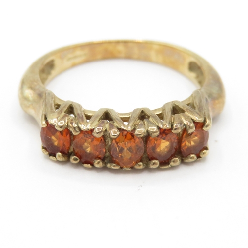 24 - 9ct Gold Citrine Five Stone Ring (3.4g) Size N