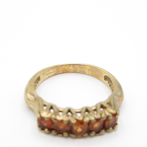 24 - 9ct Gold Citrine Five Stone Ring (3.4g) Size N