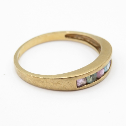 25 - 9ct Gold Amethyst and Topaz Channel Set Ring (1.8g) Size P