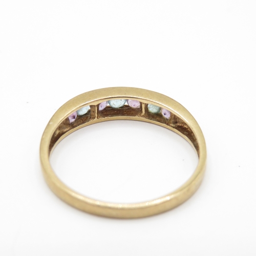 25 - 9ct Gold Amethyst and Topaz Channel Set Ring (1.8g) Size P