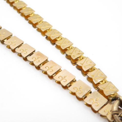 26 - Antique 9ct Gold Back and Front Book Chain with Victorian Enamel Locket (31.9g)