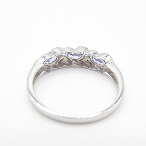 31 - 9ct Gold White Gold Iolite and Diamond Cluster Ring (2.2g) Size P