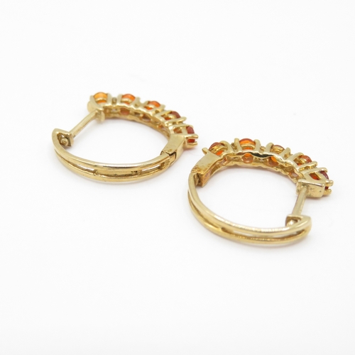 38 - 2 x 9ct Gold Fire Opal and Diamond Earrings (3g)