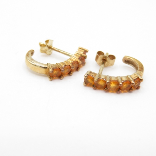 38 - 2 x 9ct Gold Fire Opal and Diamond Earrings (3g)