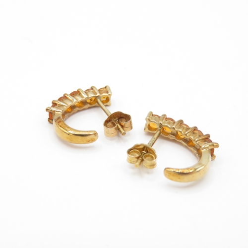 38 - 2 x 9ct Gold Fire Opal and Diamond Earrings (3g)