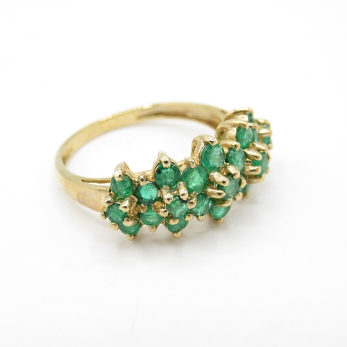 41 - 9ct Gold Emerald Floral Cluster Ring (2.5g) Size N
