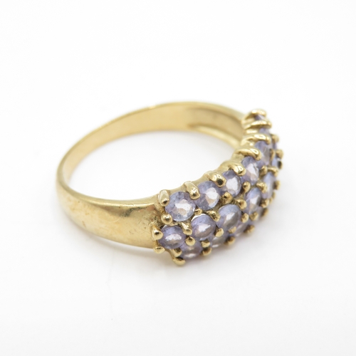 42 - 9ct Gold Iolite Triple Row Ring (2.7g) Size P