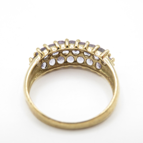 42 - 9ct Gold Iolite Triple Row Ring (2.7g) Size P