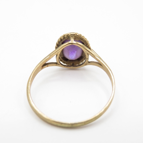 45 - 9ct Gold Amethyst Solitaire Ring (1.4g) Size O 1/2