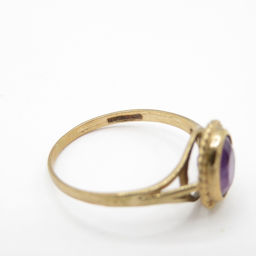 45 - 9ct Gold Amethyst Solitaire Ring (1.4g) Size O 1/2