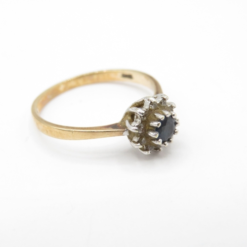 47 - 9ct Gold Sapphire and Diamond Halo Ring (1.5g) Size K