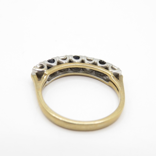 48 - 9ct Gold Sapphire and Diamond Seven Stone Ring (2.2g) Size L