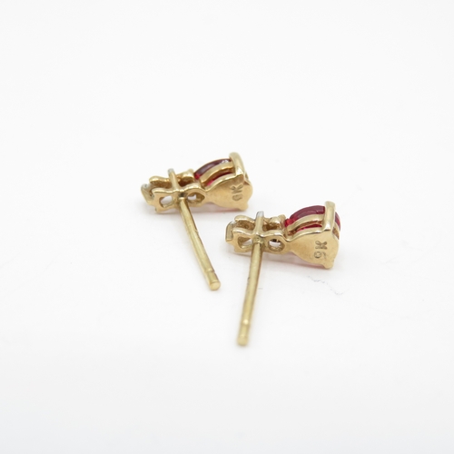 49 - 9ct Gold Ruby & Diamond and Spinel Stud Earrings (1.1g)