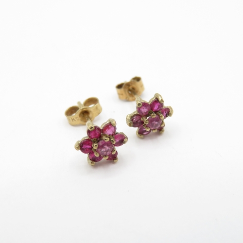 49 - 9ct Gold Ruby & Diamond and Spinel Stud Earrings (1.1g)